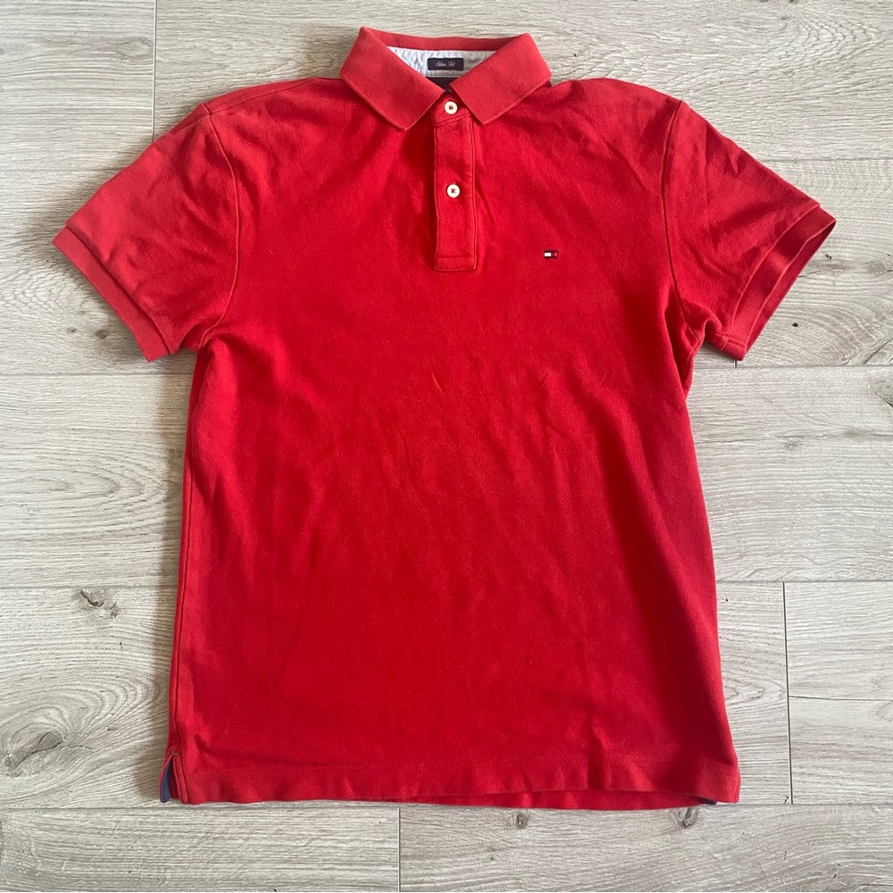 Red Tommy Hilfiger Polo Shirt
